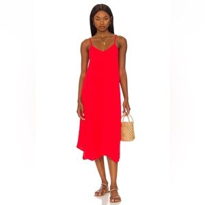 Bobi - Beach Gauze Red Sleeveless Midi Dress